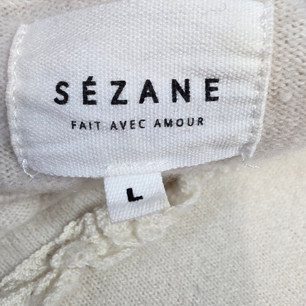 Sezane Womens L Andreas Wool Cashmere Ruffle Sweater in Ecru - Picture 11 of 13